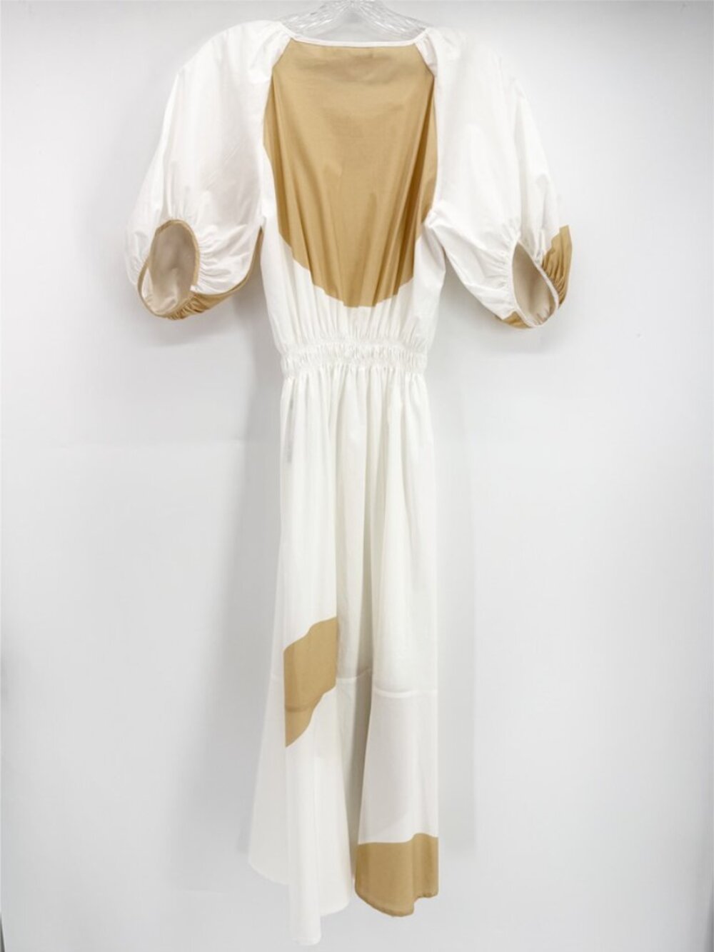 LIVIANA CONTI Poplin White Tan Detail Midi Dress sz 42 - Picture 5 of 12